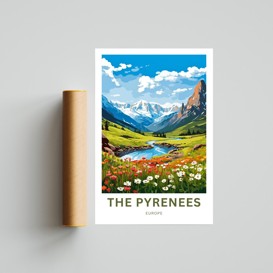 Personalized The Pyrenees Travel Poster, Europe Wall Art - Image 4
