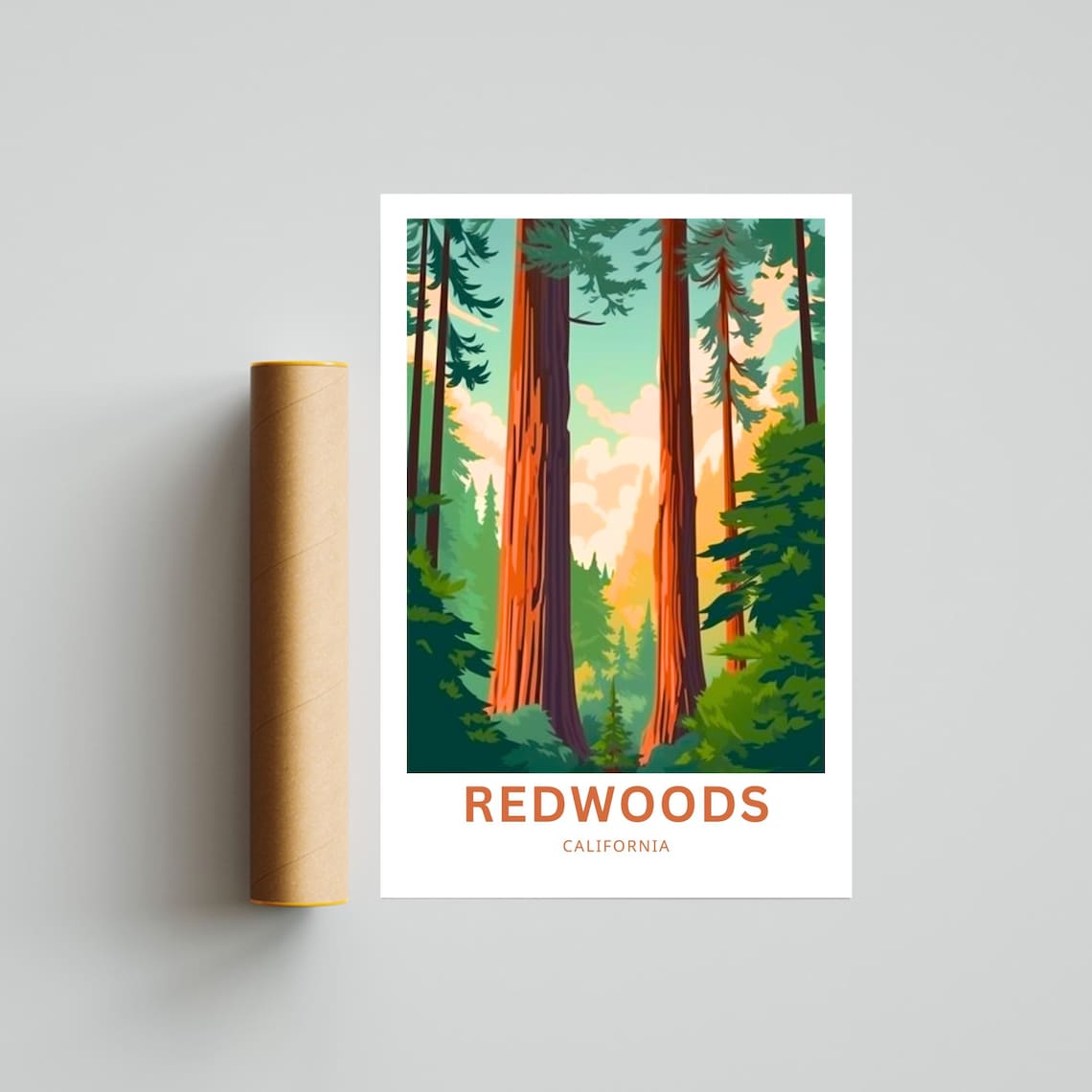 Redwoods California Travel Poster Towering Ancient Redwood Forest Art - Image 4