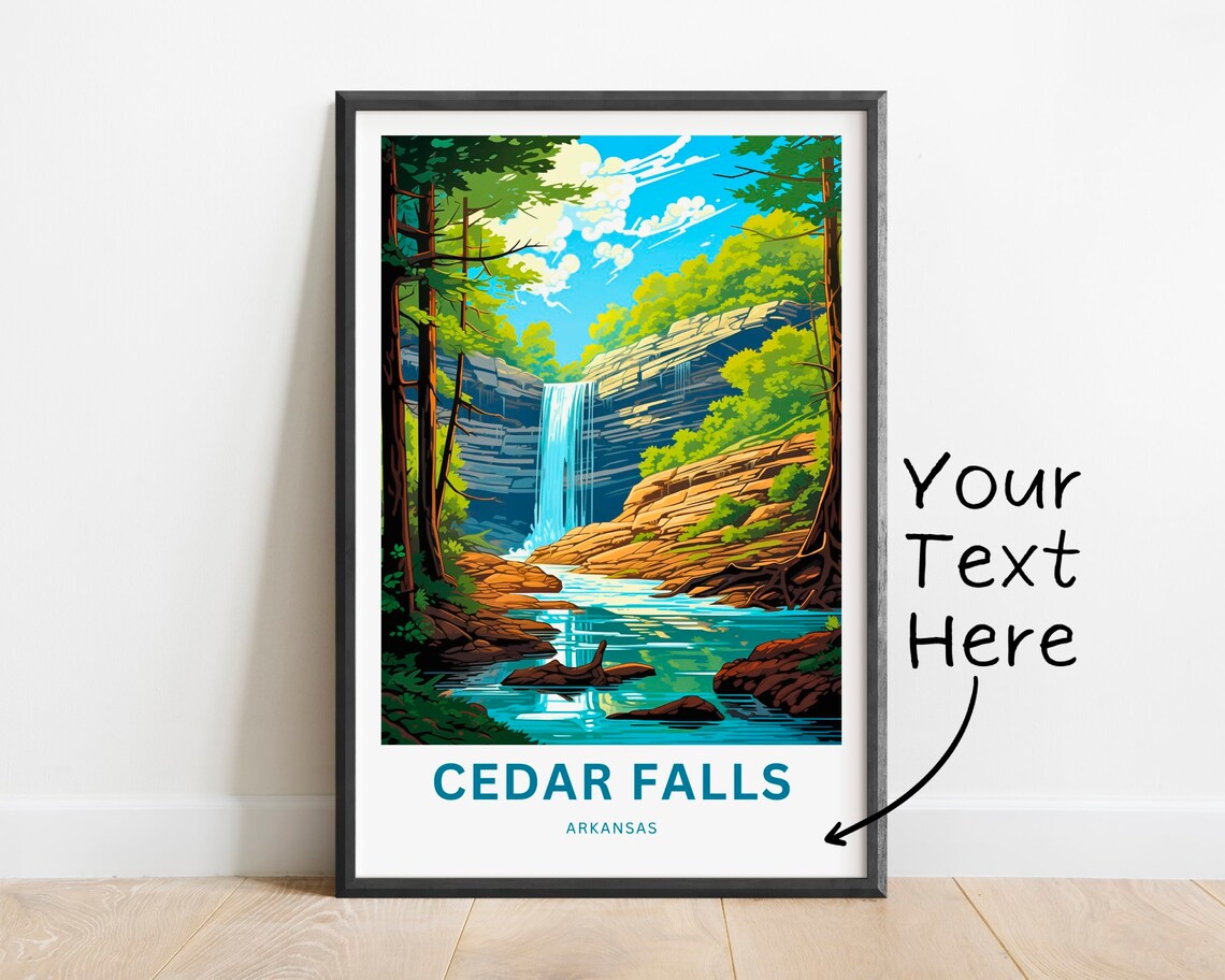 Cedar Falls Arkansas Custom Waterfall Bluff Stream Travel Poster