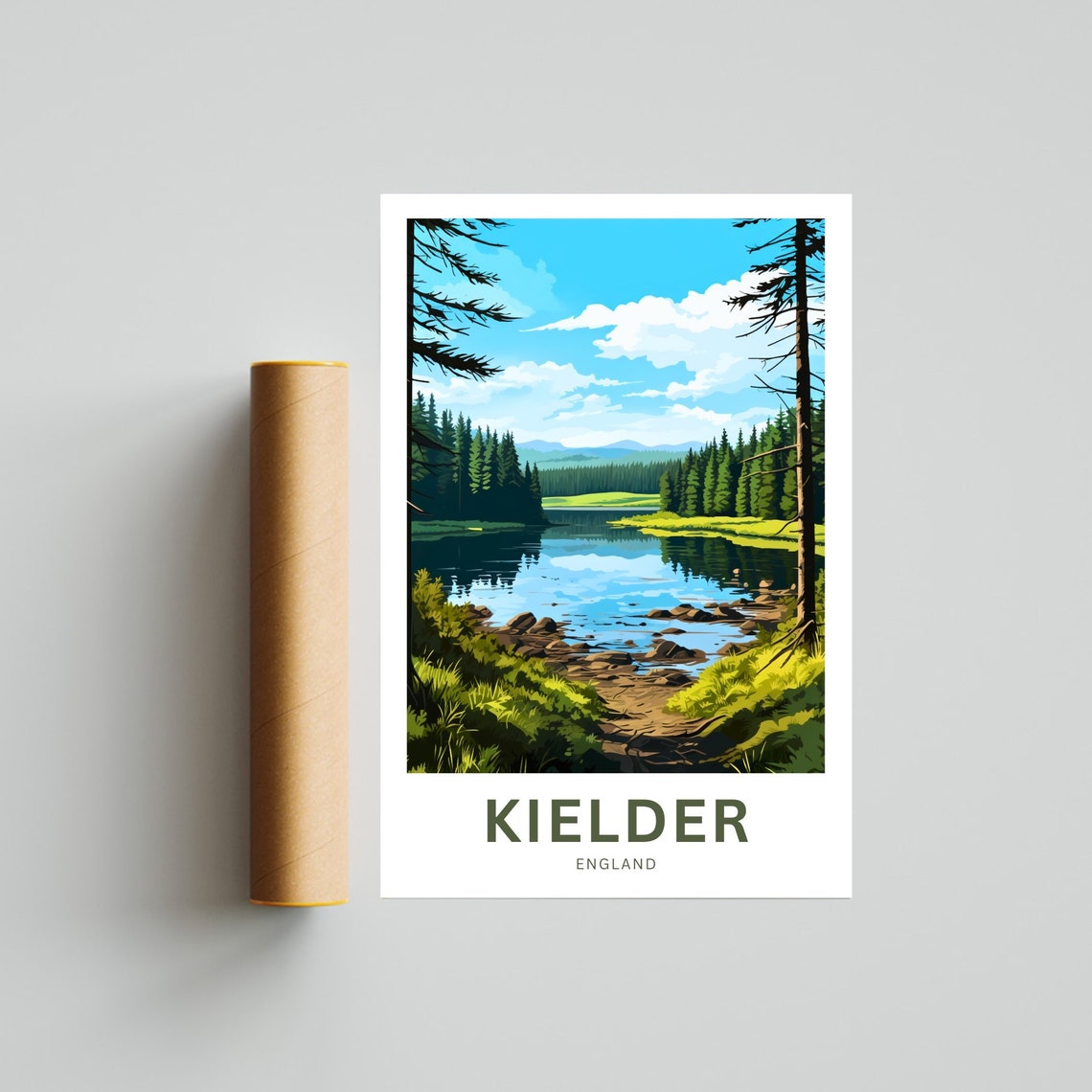 Kielder England Forest Trail Lake Hills Personalized Travel Poster - Image 4