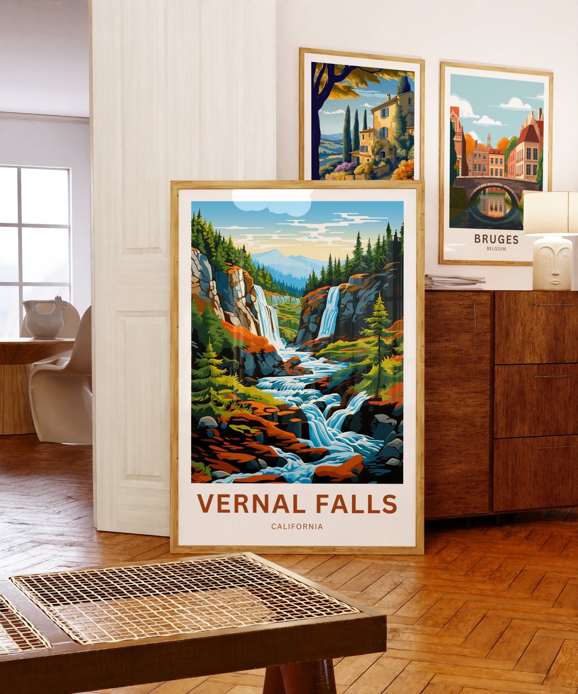 Vernal Falls California Twin Waterfalls Rocky Canyon Scene Poster - Image 5