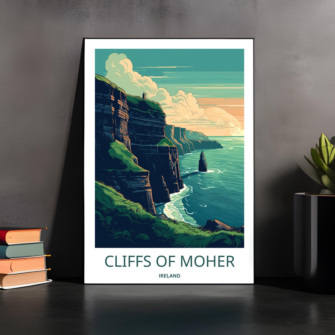 Cliffs of Moher Ireland Dramatic Sea Cliffs Sunset View Travel Poster - Image 4