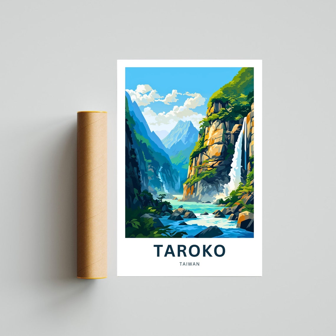 Personalized Taroko Taiwan Gorge Waterfall Custom Text Poster - Image 4
