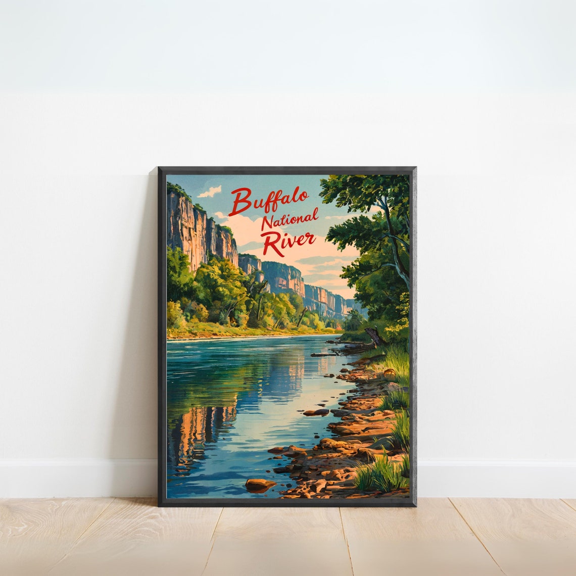 Buffalo River Vintage Travel Poster Buffalo River Print Arkansas Wall Art Framed Gift Arkansas Present
