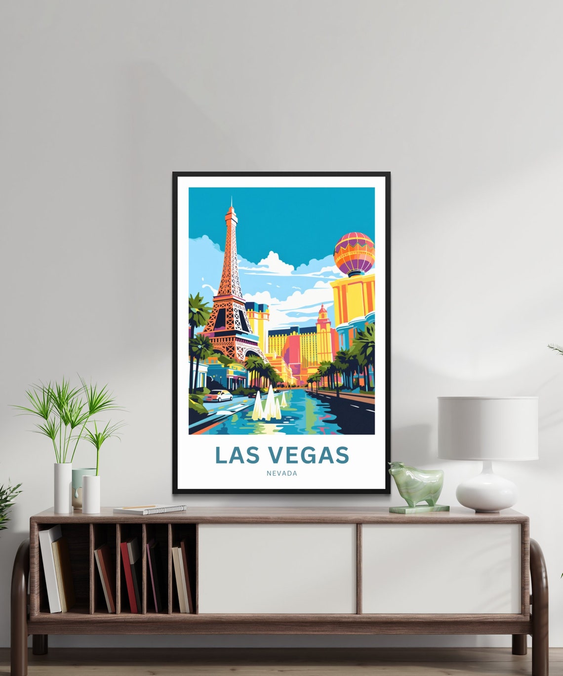 Personalized Las Vegas Eiffel Tower Fountains Custom Travel Poster - Image 2