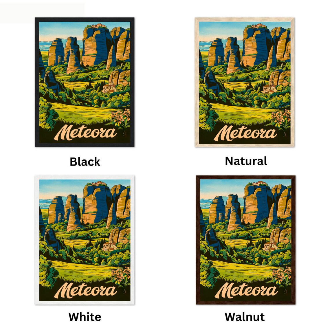 Meteora Greece Retro Scenic Vintage Rock Monasteries Travel Poster - Image 4