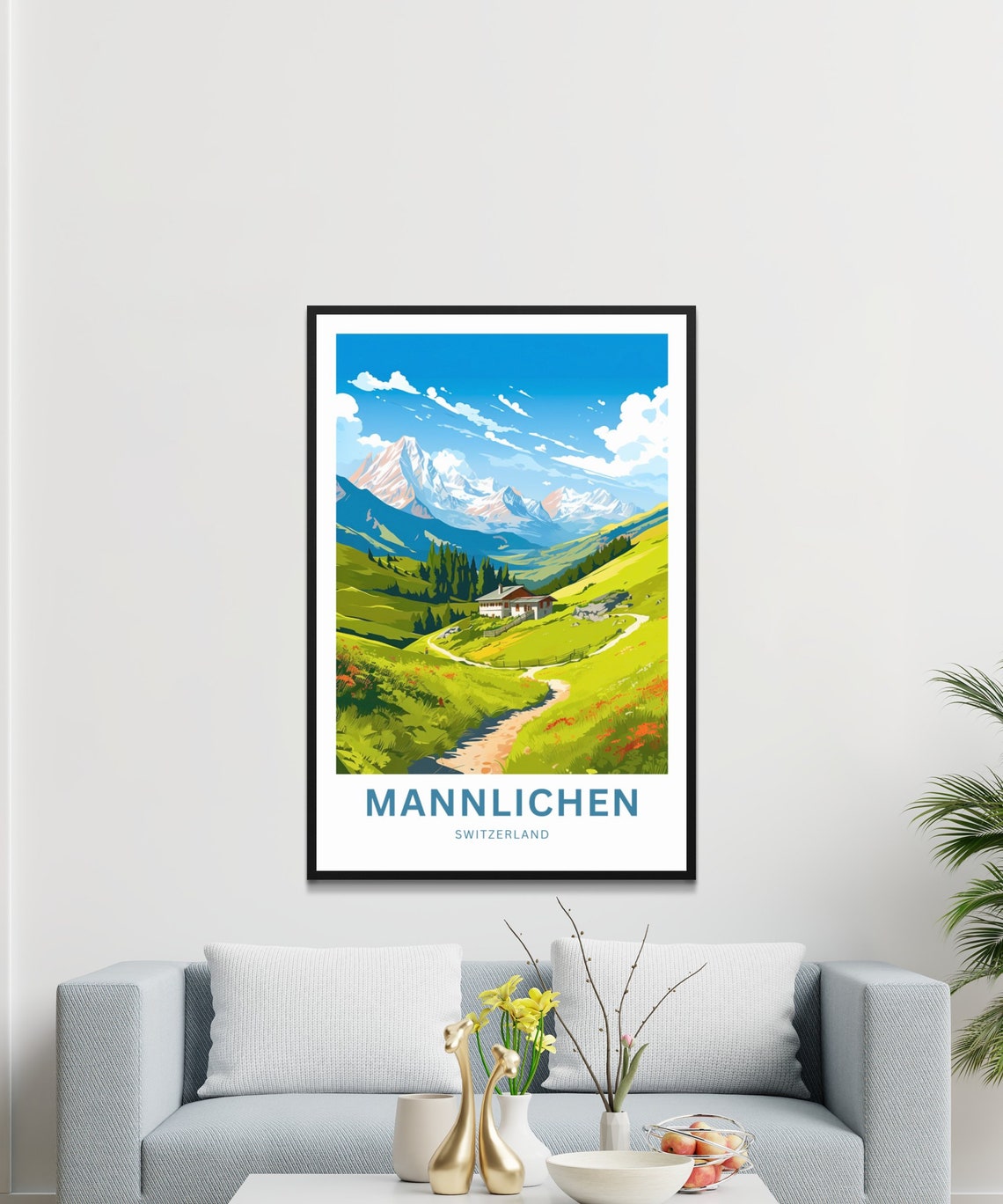 Mannlichen Switzerland Alpine Chalet Mountain View Travel Poster - Image 3