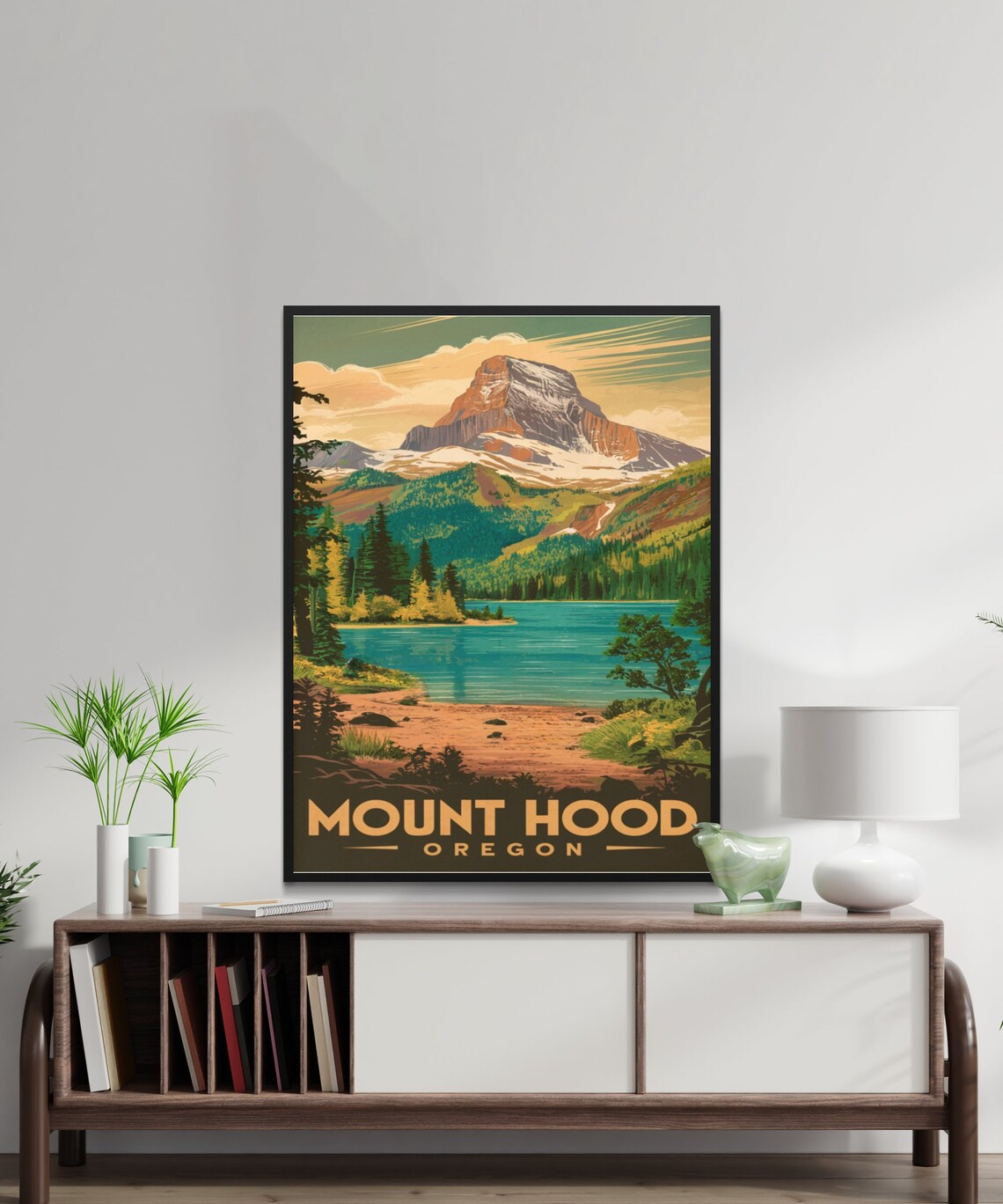 Mount Hood Oregon Vintage Travel Poster Turquoise Lake Peak Scenic - Image 2