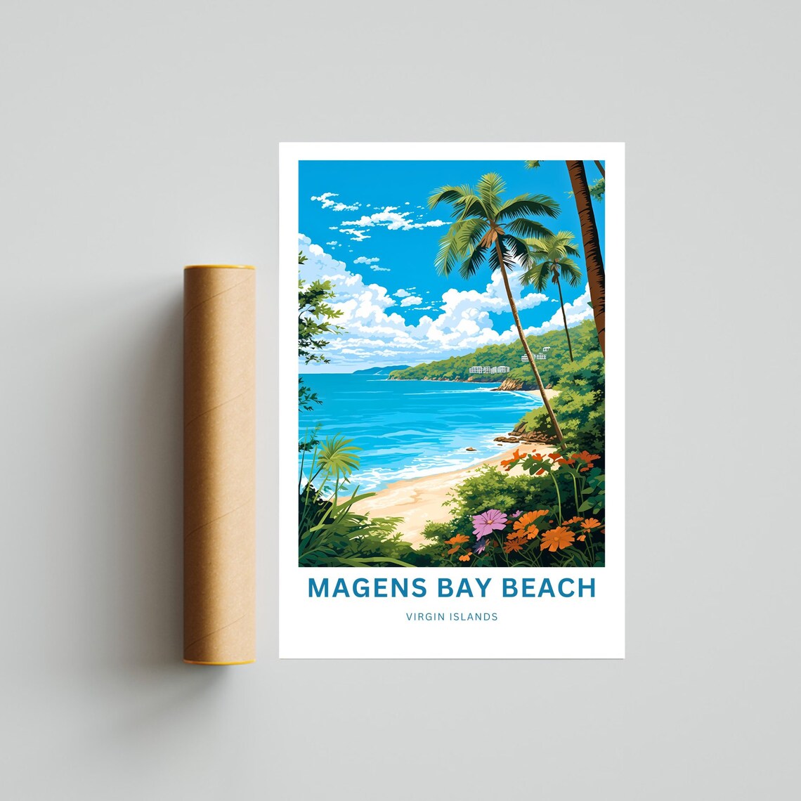 Magen Bay Travel Poster, Virgin Islands Wall Art - Image 4