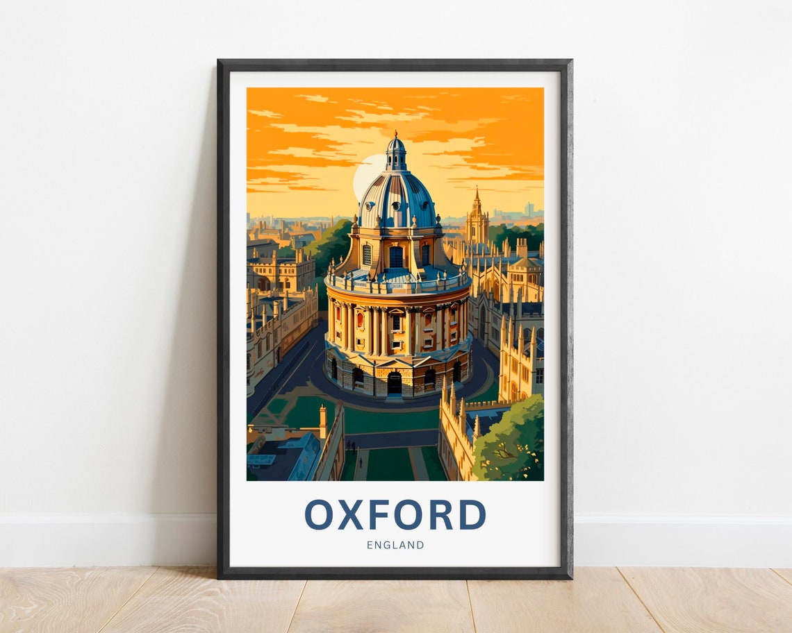 Oxford England Radcliffe Camera Glowing Sunset Skyline Poster