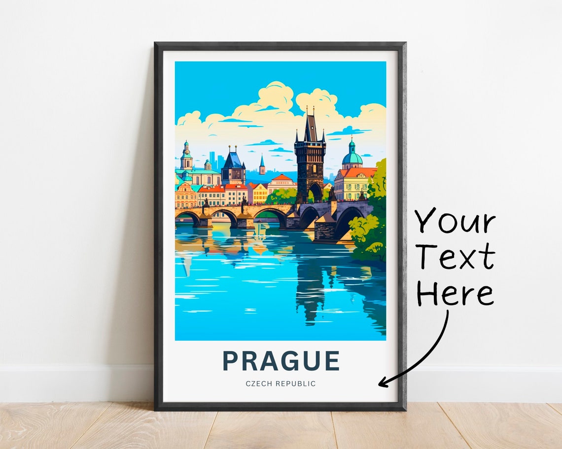Personalized Prague Czech Republic Charles Bridge Custom Travel Poster