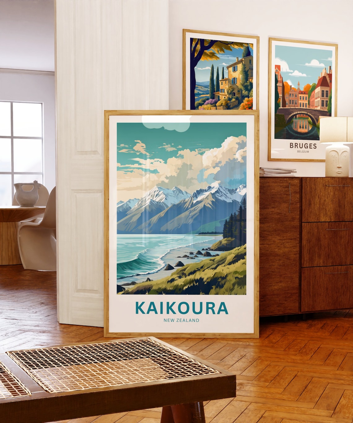 Personalized Kaikoura New Zealand Mountain Coast Travel Poster - Image 5