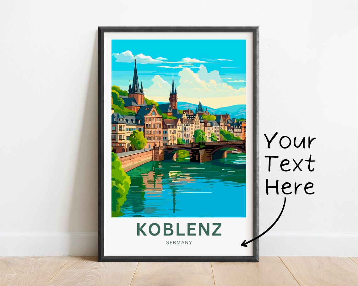 Koblenz Germany River Bridge Scenic Personalized Old Town Poster