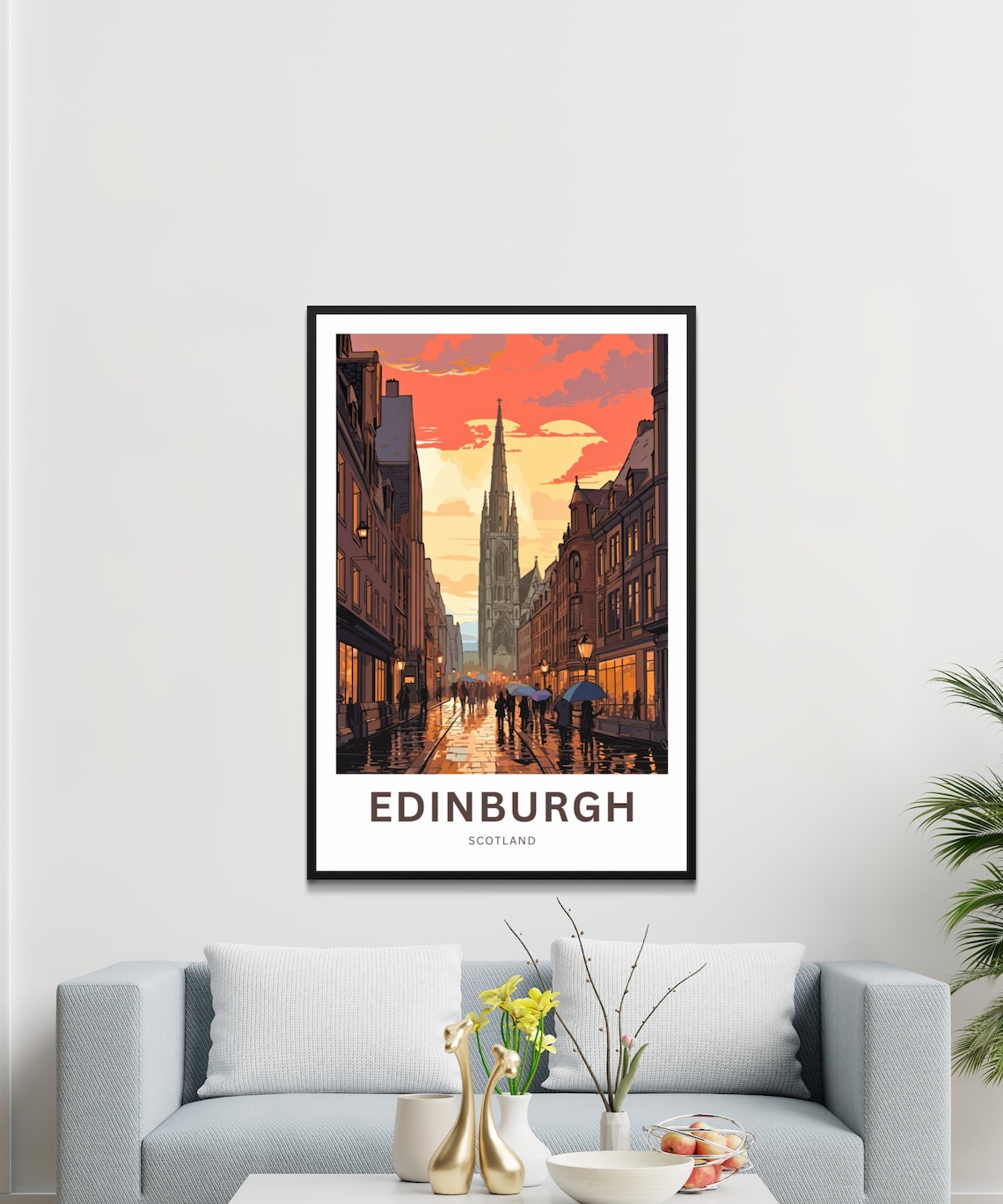 Edinburgh Scotland Royal Mile Church Spire Sunset View Poster - Image 3