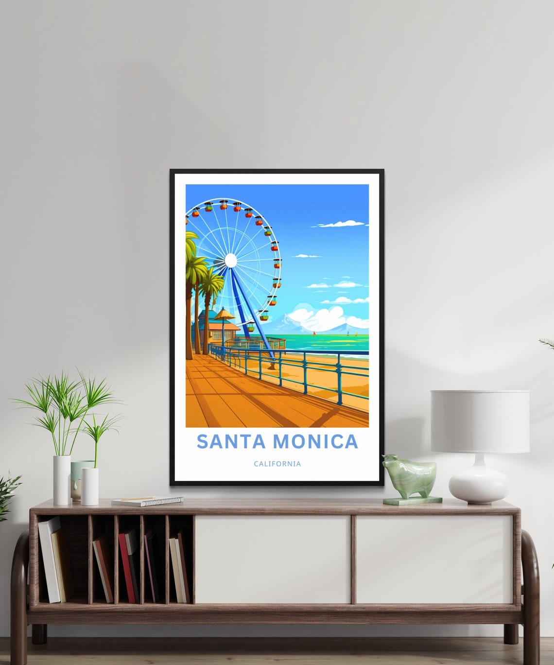 Santa Monica California Pier Ferris Wheel Personalized Travel Poster - Image 2