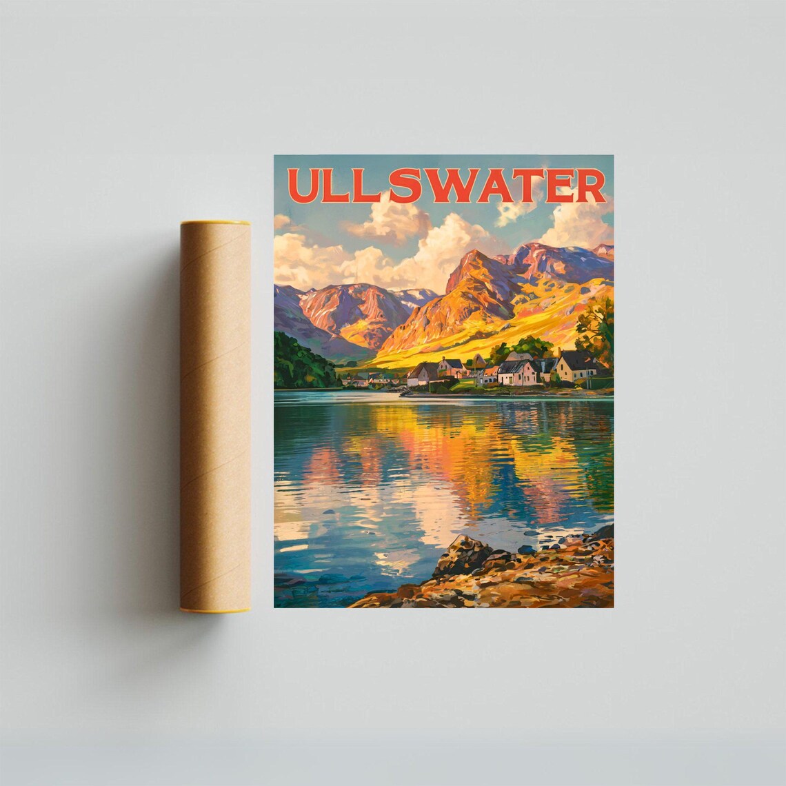 Ullswater England Lake Village Mountain View Vintage Art Poster - Image 3