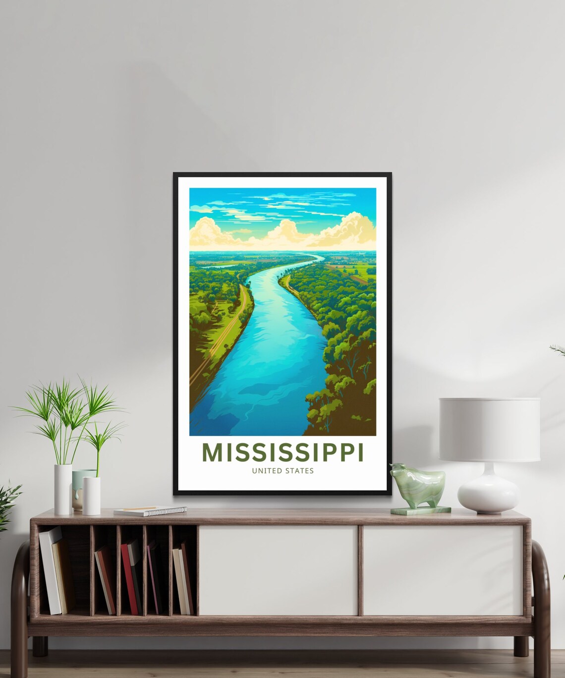 Mississippi United States River Aerial View Personalized Travel Poster - Image 2