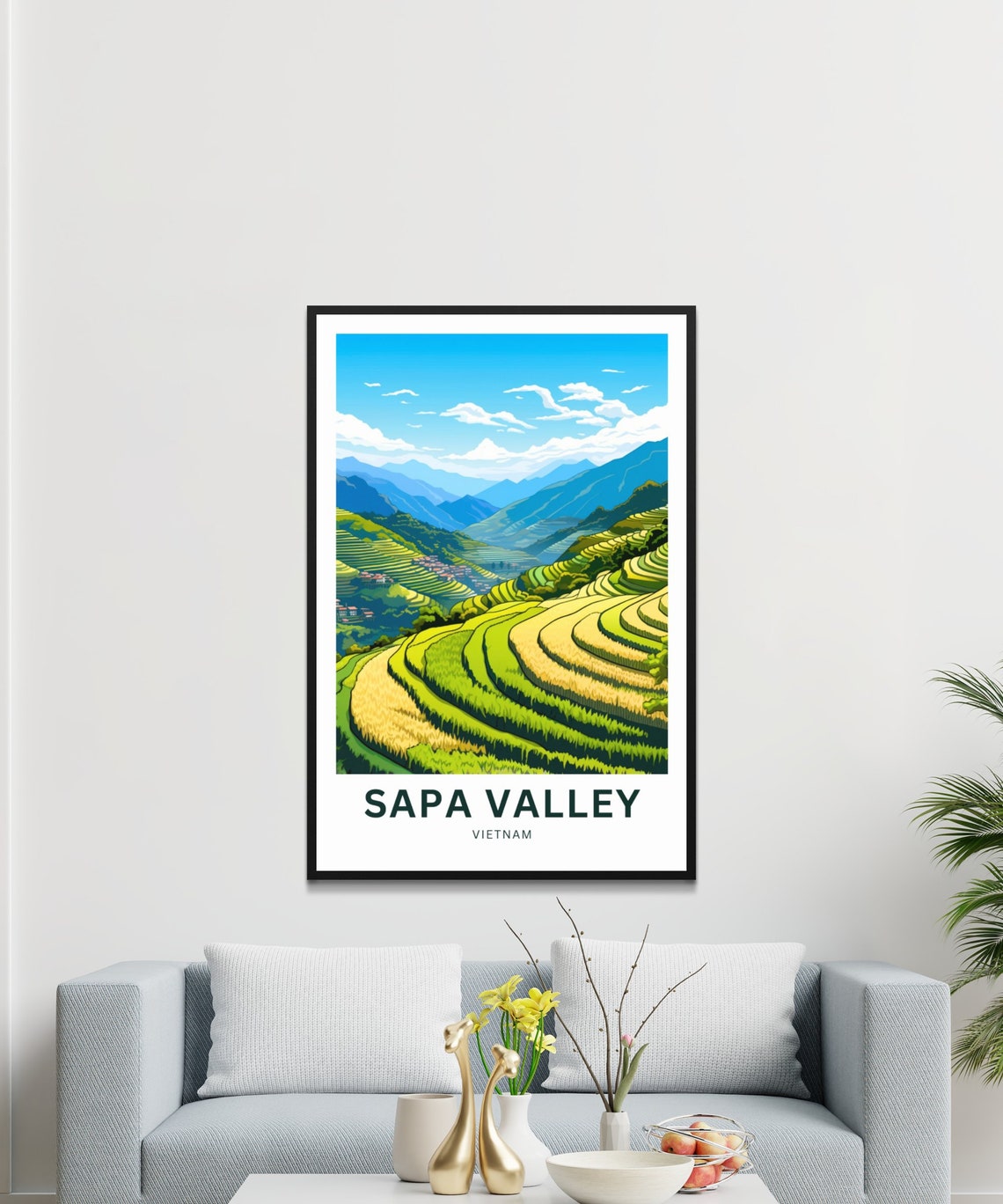 Sapa Valley Vietnam Custom Name Rice Terraces Valley View Poster - Image 3