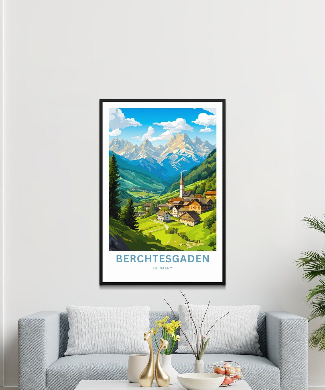 Berchtesgaden Germany Alpine Village Church Mountain Travel Poster - Image 3