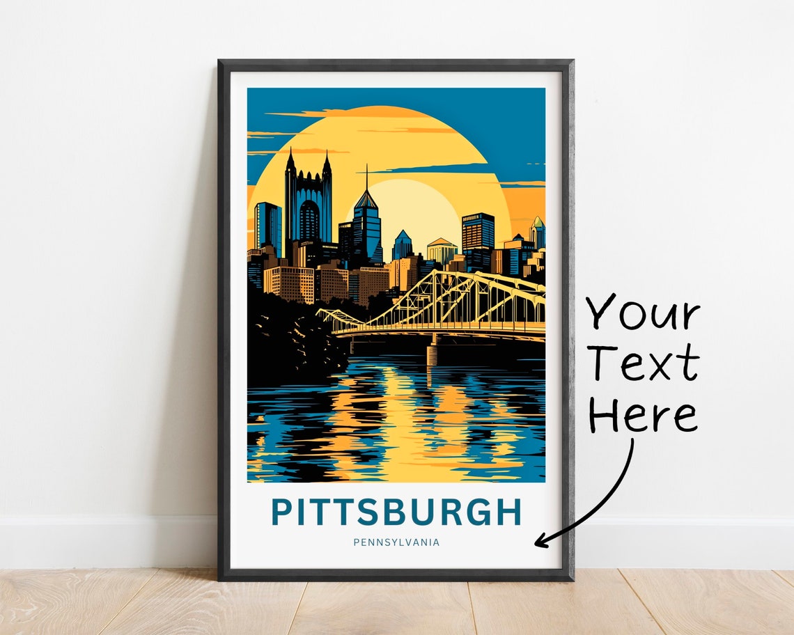 Personalized Pittsburgh Pennsylvania Golden Sun Skyline Bridge Poster