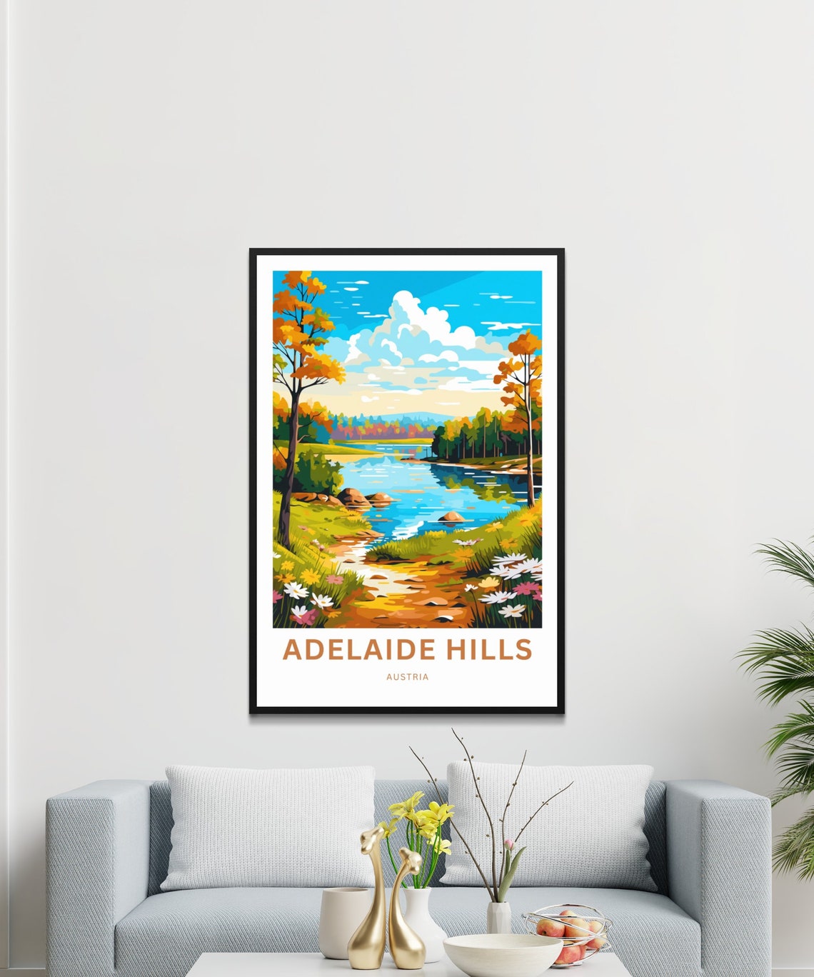 Personalized Adelaide Hills Austria Lakeside Custom Gift Travel Poster - Image 3