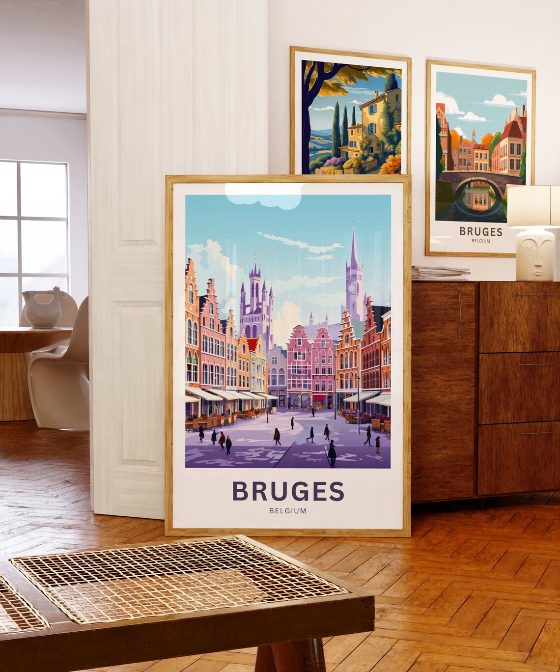 Personalized Bruges Belgium Market Square Custom Vintage Travel Poster - Image 5