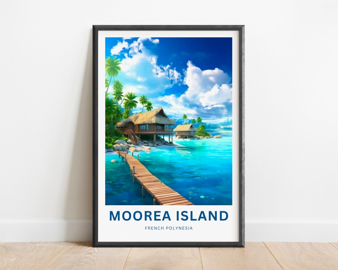 Moorea Island Travel Poster, French Polynesia