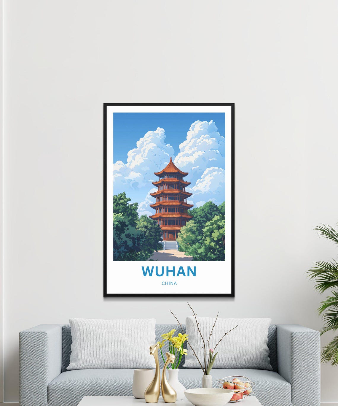Wuhan China Customizable Historic Red Pagoda Landmark Poster - Image 4