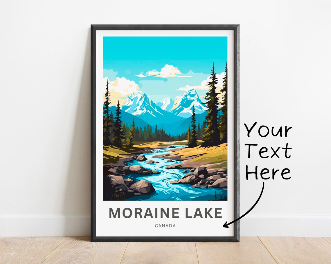 Personalized Moraine Lake Canada Mountain Stream Custom Travel Poster