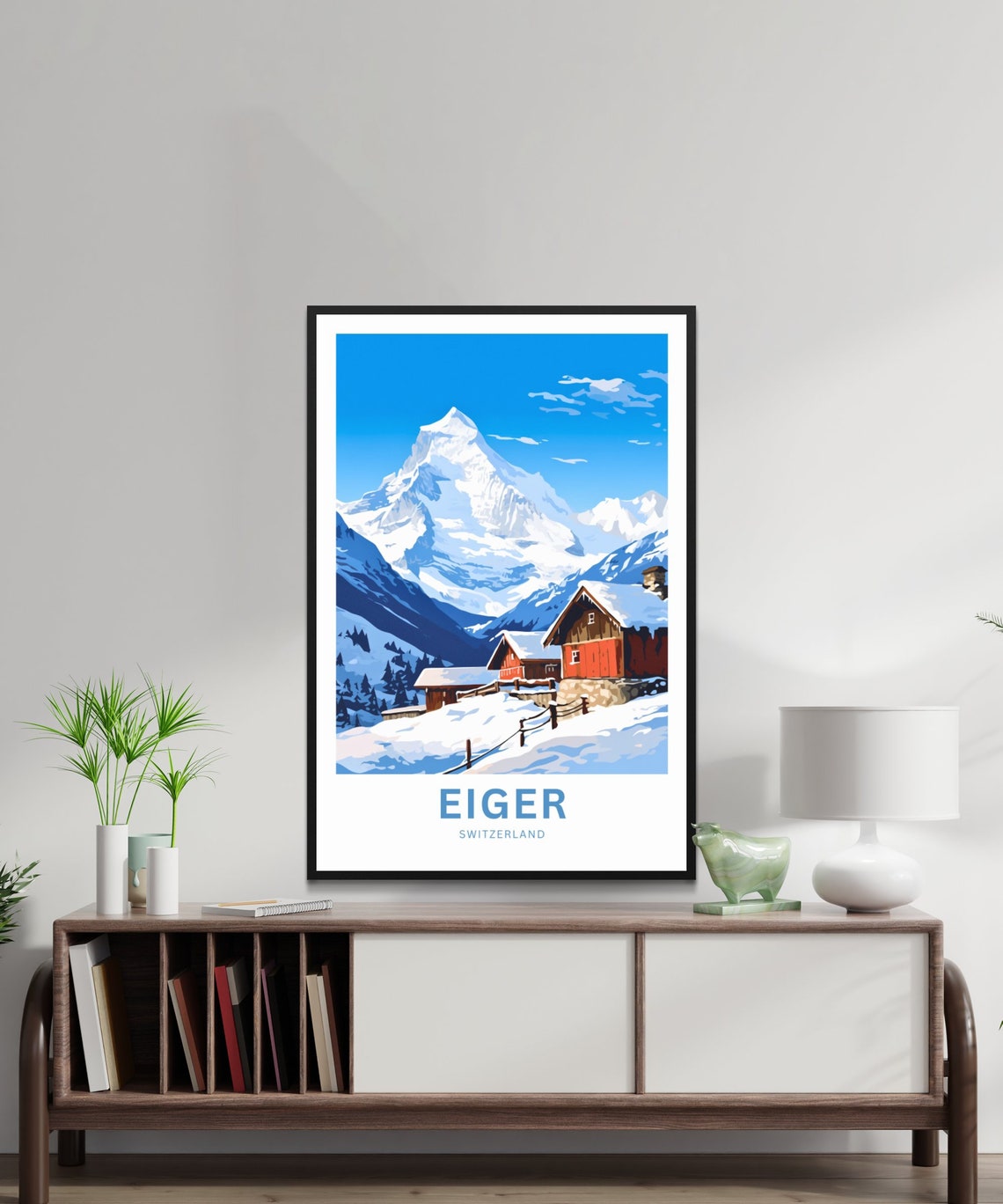 Personalized Eiger Switzerland Winter Chalets Snow Peak Poster - Image 2