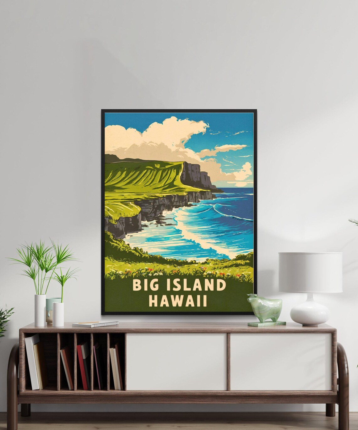 Big Island Hawaii Sea Cliff Ocean Surf Vintage Travel Poster - Image 3