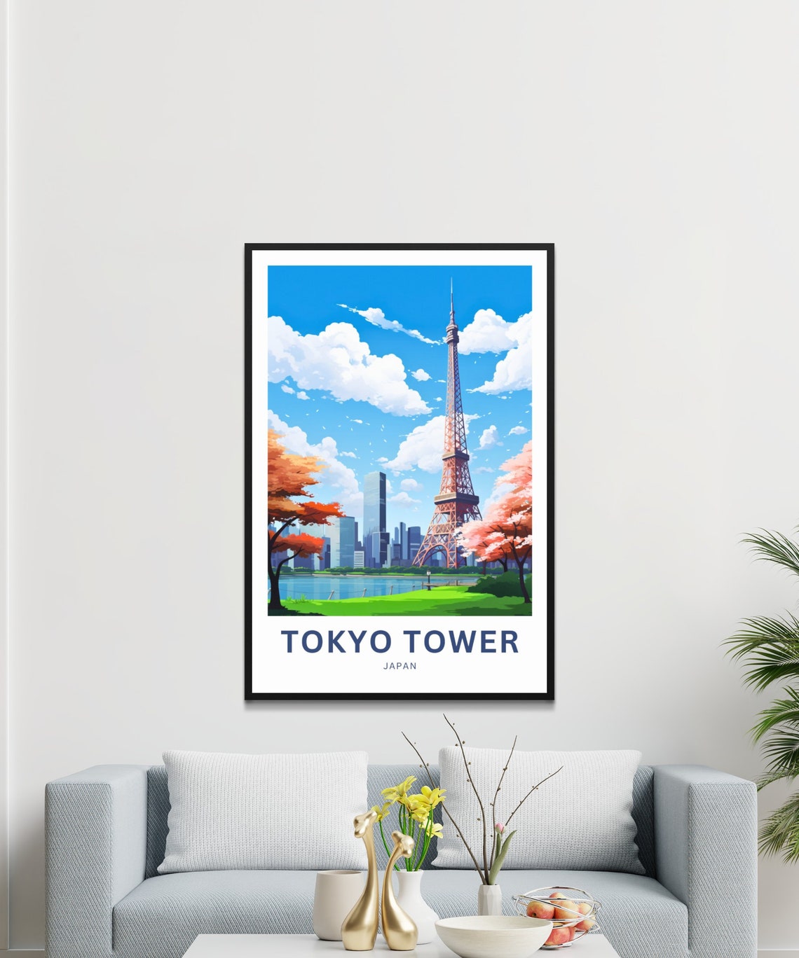 Personalized Tokyo Tower Japan Cherry Blossom Skyline Travel Poster - Image 2