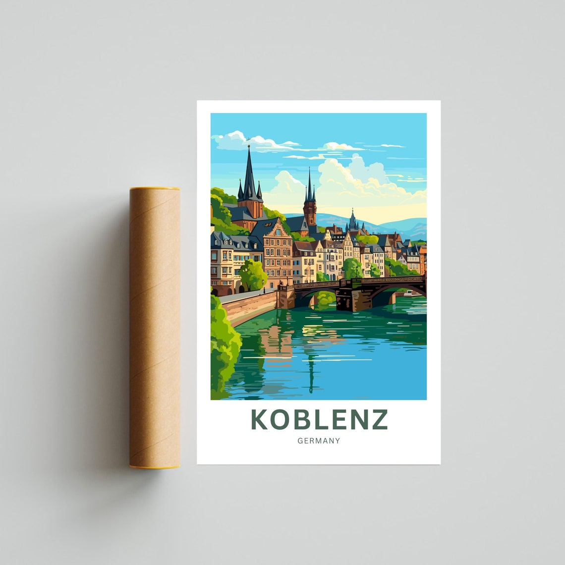 Koblenz Germany River Bridge Scenic Personalized Old Town Poster - Image 4