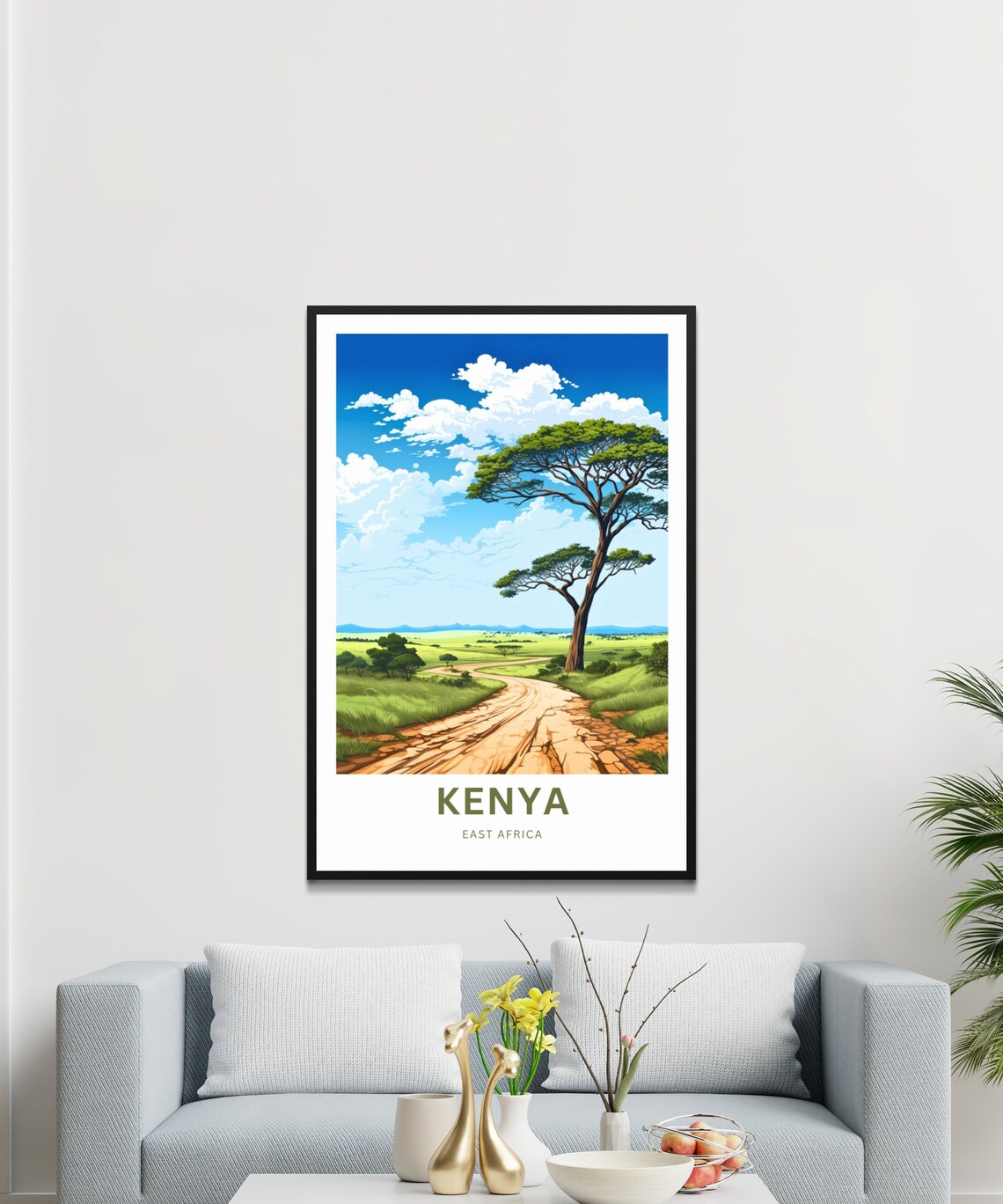 Kenya East Africa Savanna Road Acacia Trees Golden Plain Poster - Image 3