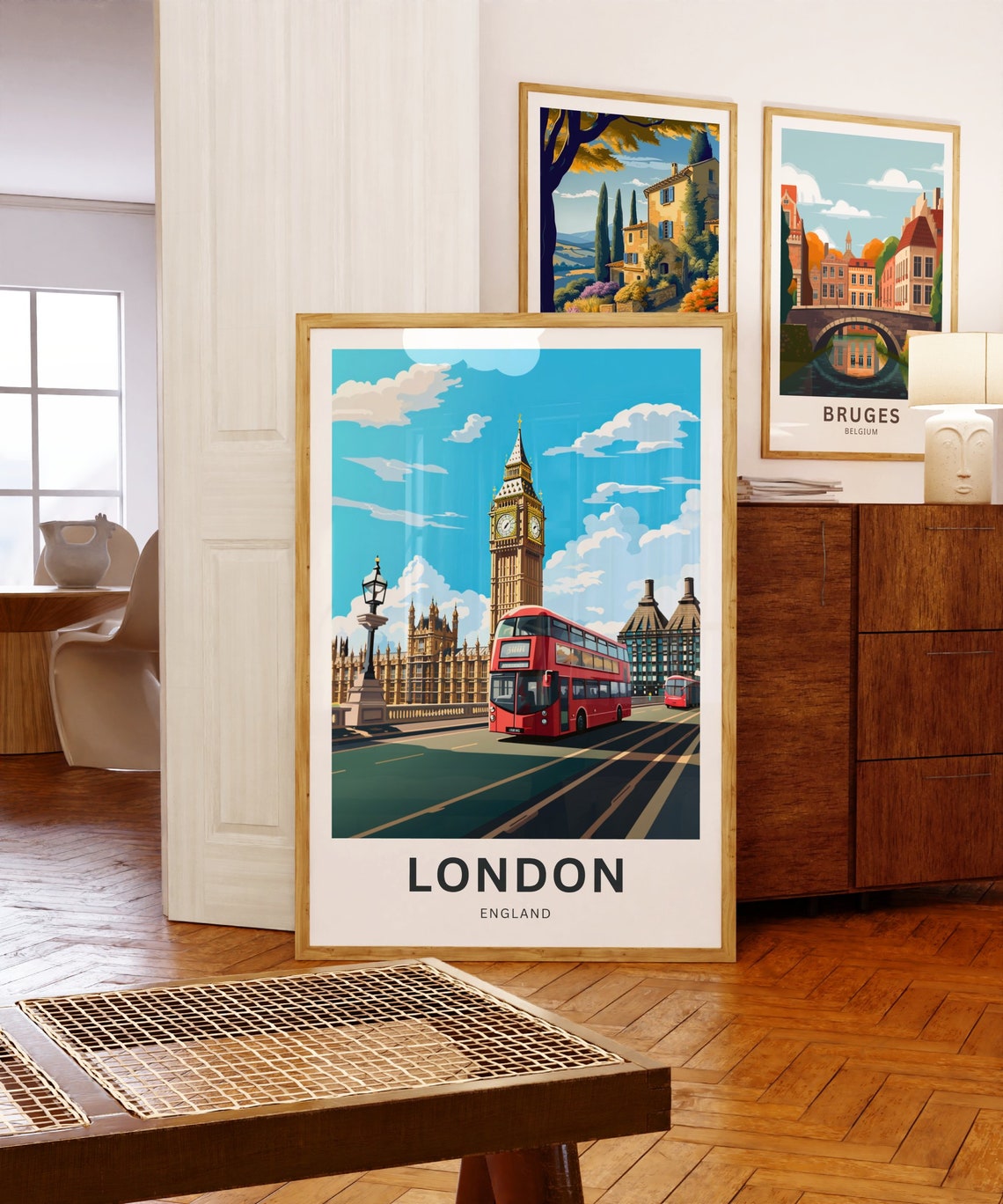 London England Big Ben Red Double Decker Bus Landmark Poster - Image 5