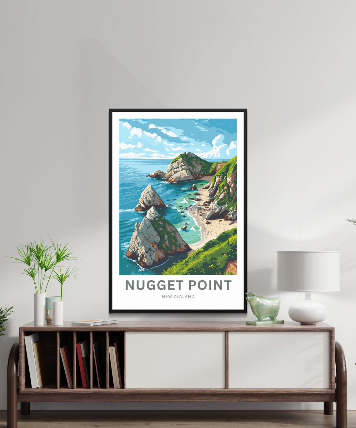 Personalized Nugget Point New Zealand Coast Custom Text Poster - Image 2
