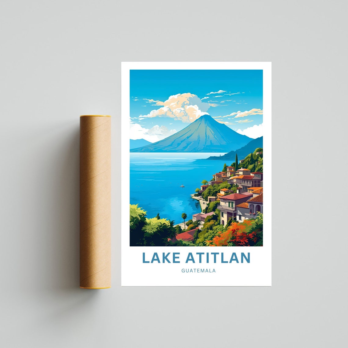 Personalized Lake Atitln Travel Print Lake Atitln Poster Guatemala Wall Art Framed Present Gift Mexico Present - Image 4