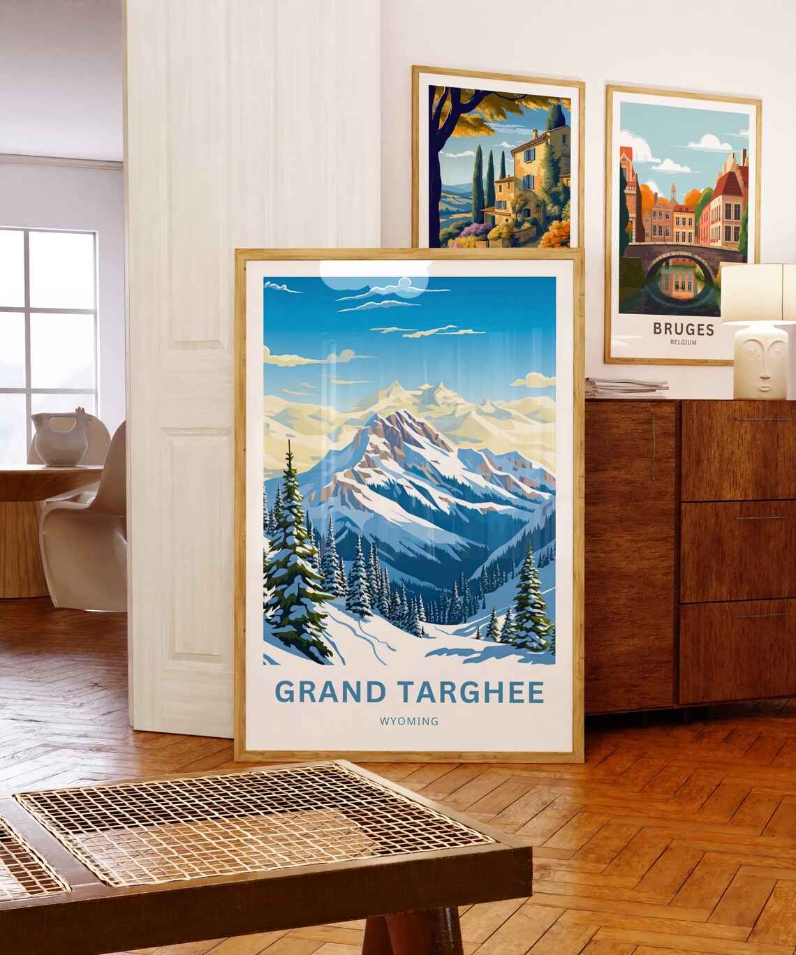 Personalized Grand Targhee Wyoming Snowy Slopes Custom Travel Poster - Image 3