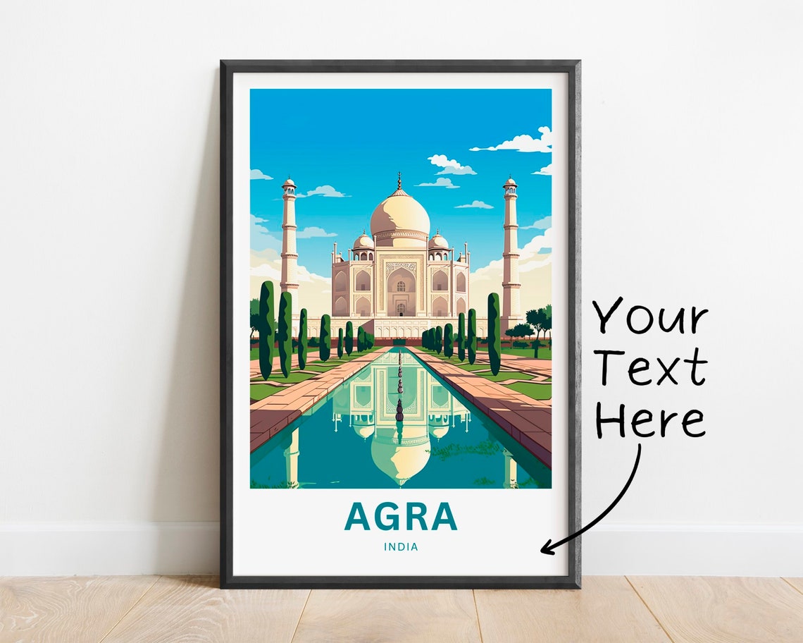 Taj Mahal Agra India Cypress Gardens Custom Text Travel Poster