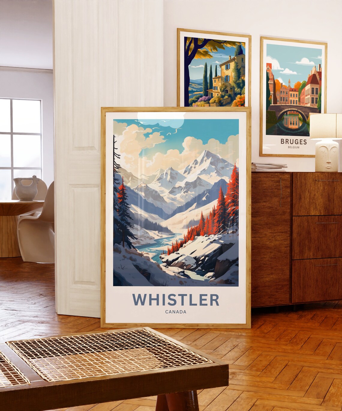 Whistler Canada Snowy Valley Red Pines River Travel Poster Alpine Gift - Image 5