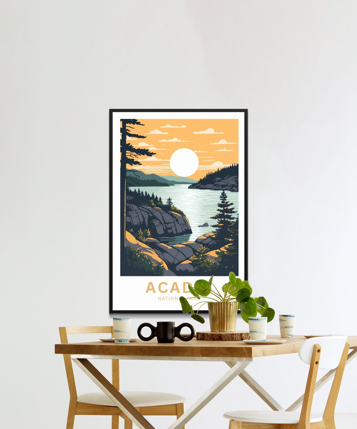 Acadia National Park Maine Sunset Rocky Coast Pine Forest Poster - Image 2