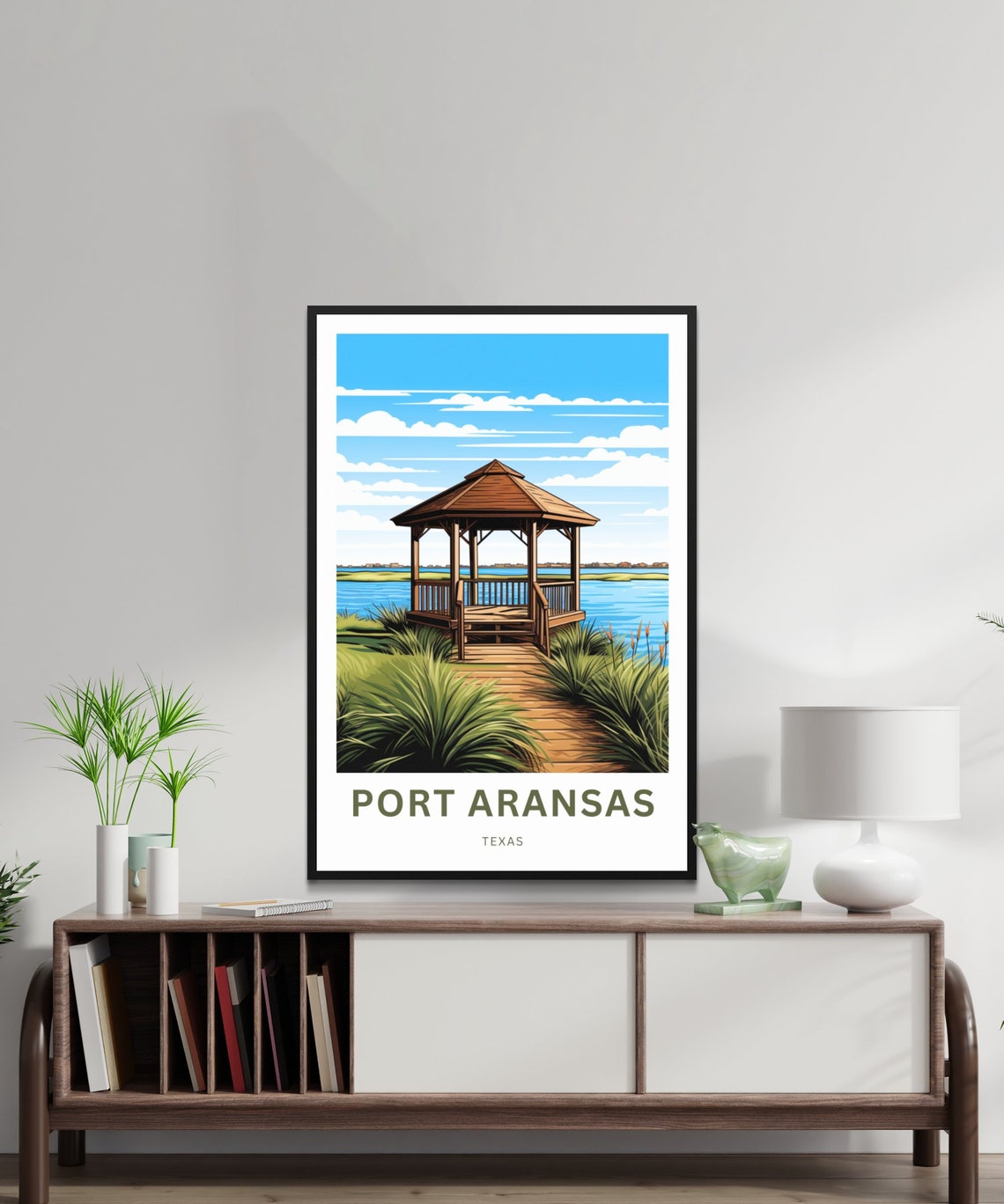 Port Aransas Texas Waterfront Gazebo Boardwalk Travel Poster - Image 2