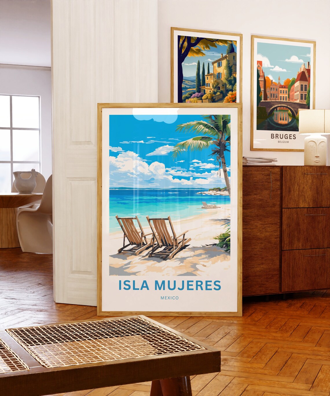 Isla Mujeres Mexico Turquoise Sea Palm Beach Loungers Poster - Image 5