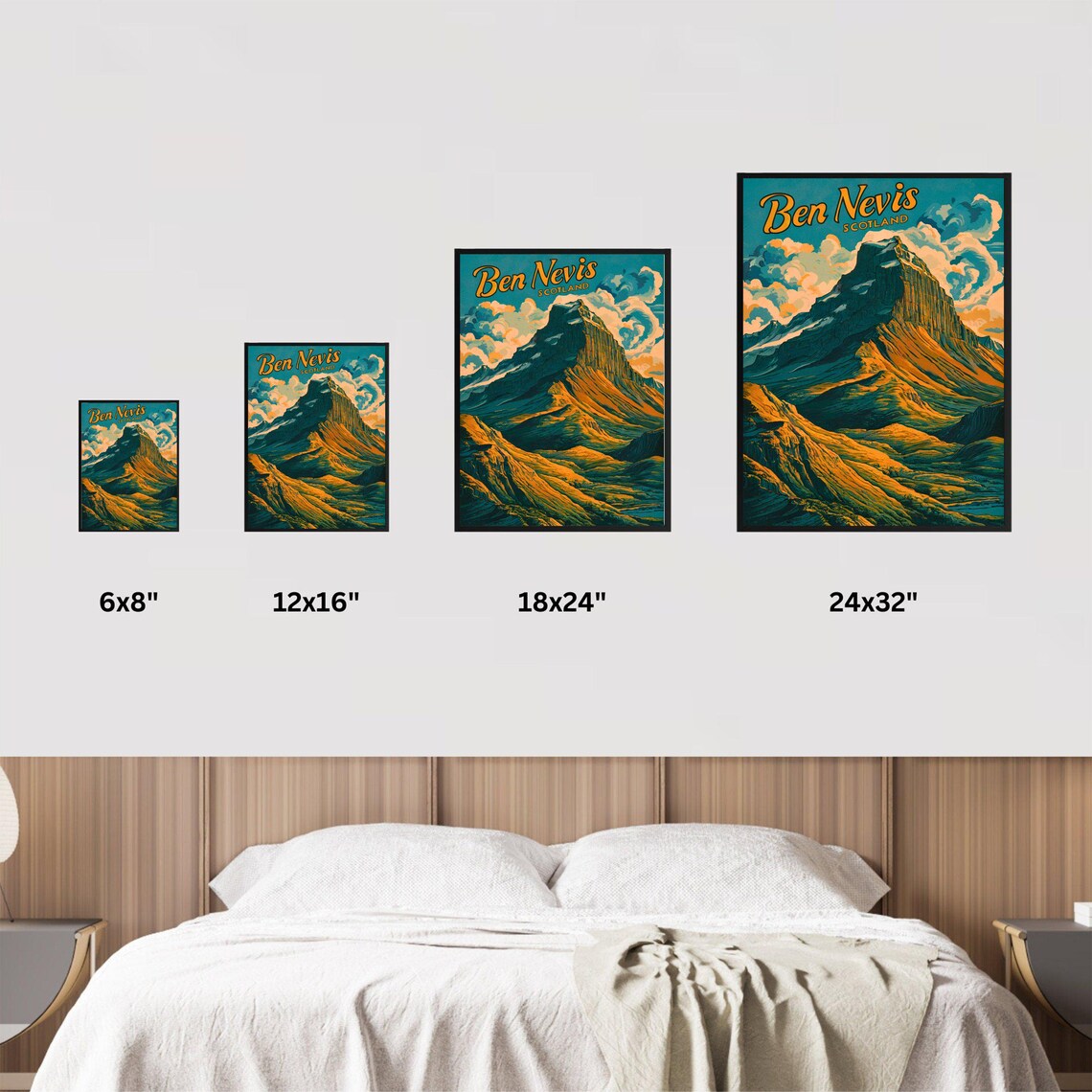 Ben Nevis Scotland Vintage Mountain Peak Clouds Travel Poster - Image 2