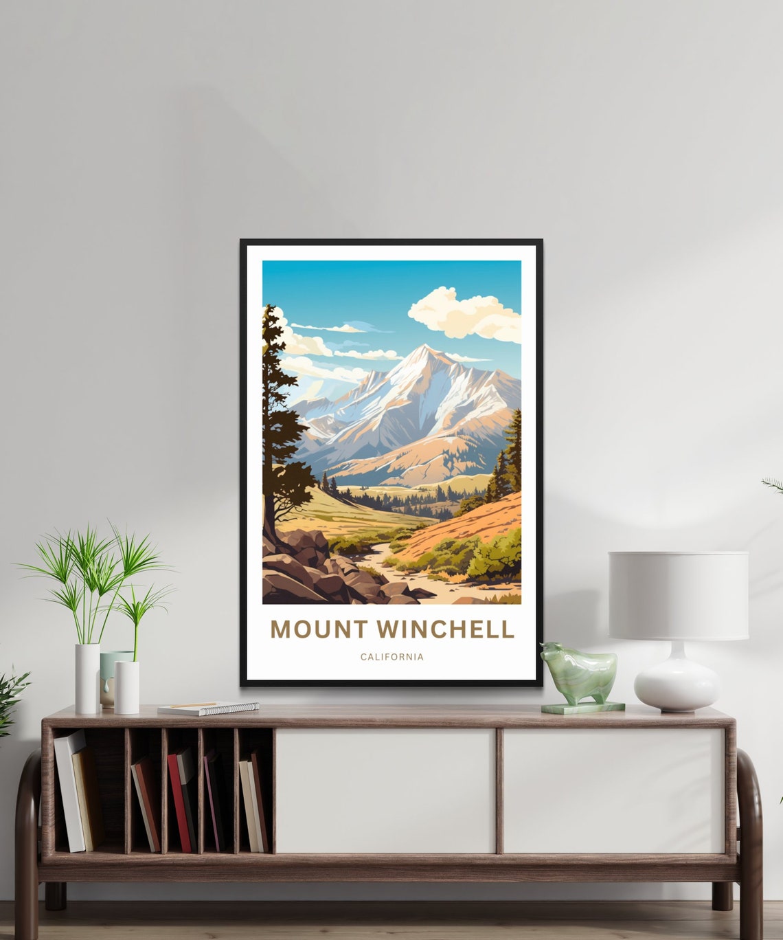 Personalized Mount Winchell California Snowy Peak Valley Travel Poster - Image 2