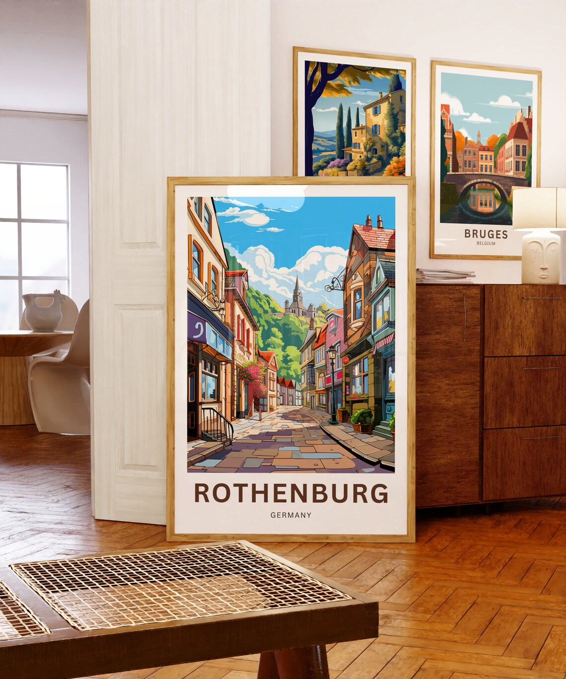 Rothenburg Germany Vintage Old Town Cobblestone Street Travel Poster - Image 5