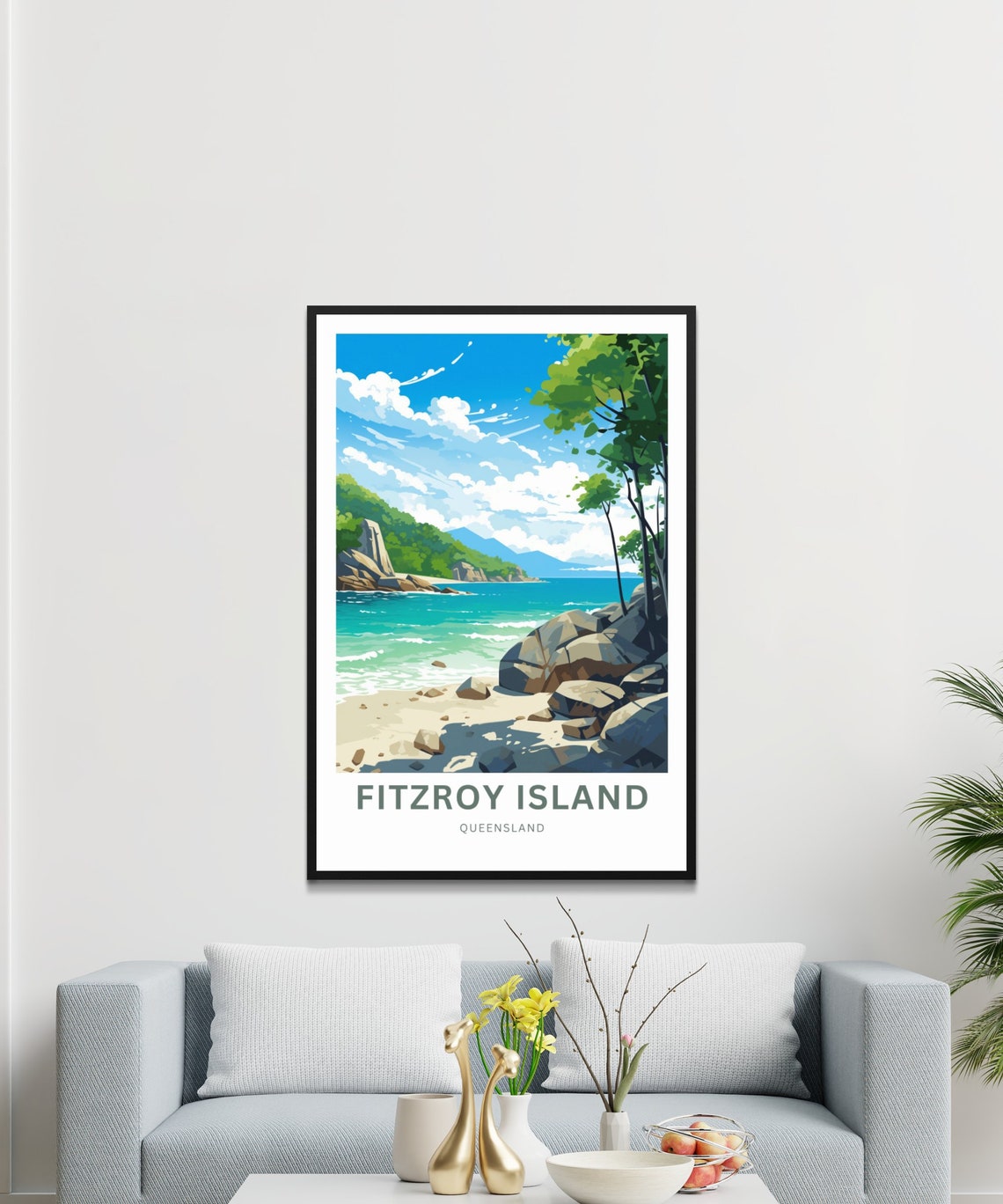 Personalized Fitzroy Island Queensland Rocky Beach Travel Poster - Image 3
