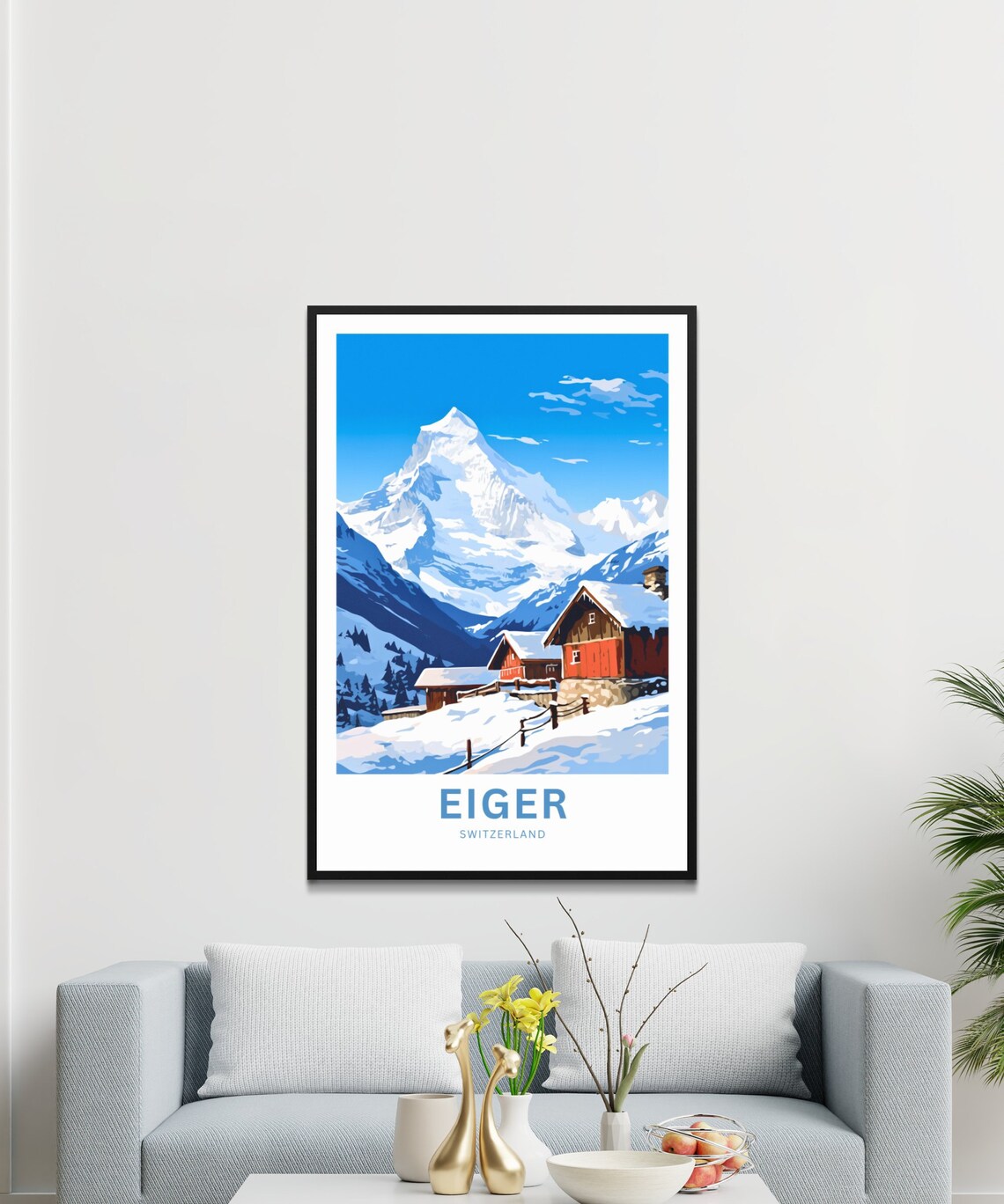 Personalized Eiger Switzerland Winter Chalets Snow Peak Poster - Image 3