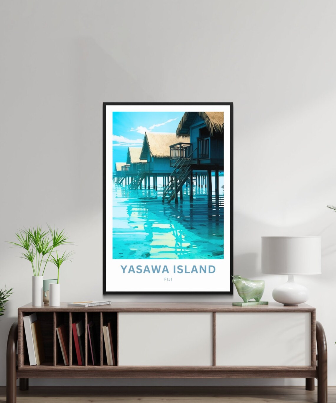 Yasawa Island Fiji Crystal Clear Lagoon Overwater Villa Poster - Image 2