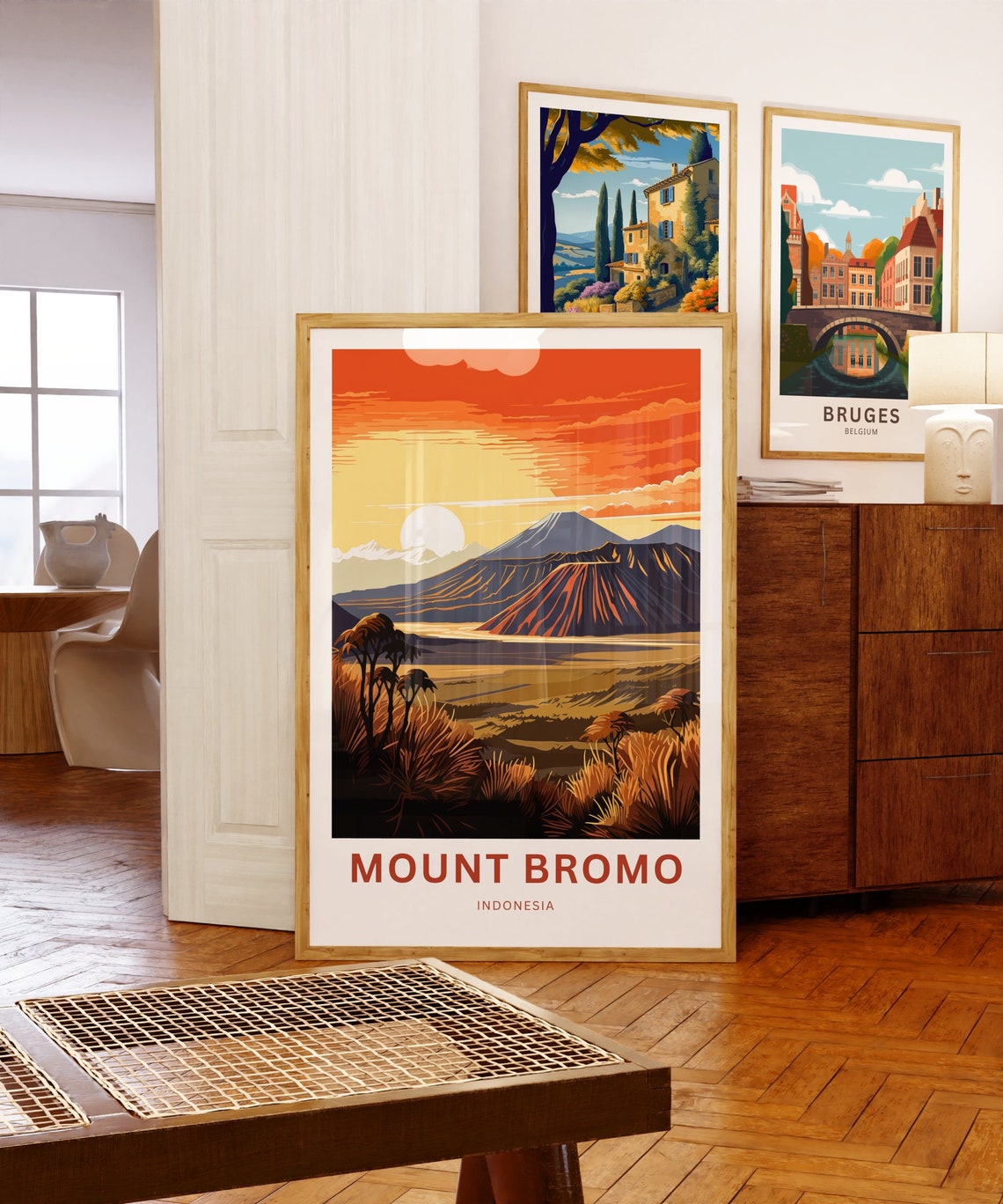 Mount Bromo Indonesia Sunset Caldera Savanna Grass Art Poster - Image 5